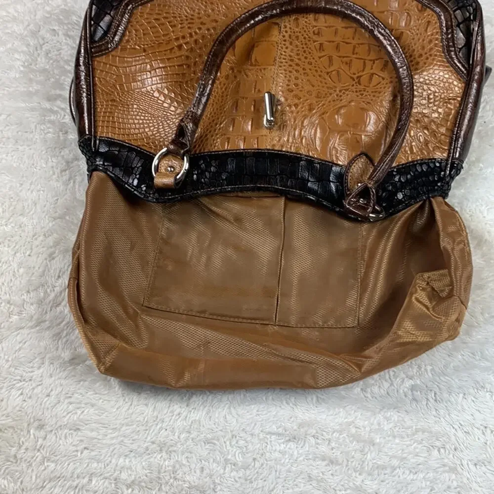 MC Marc Chantel Croco embossed large‎ faux leather satchel shoulder bag